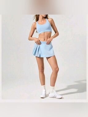 GLOWMODE  Mesh Panel Mini Tennis Skirt With Built-In Shorts XS Blue NWOT